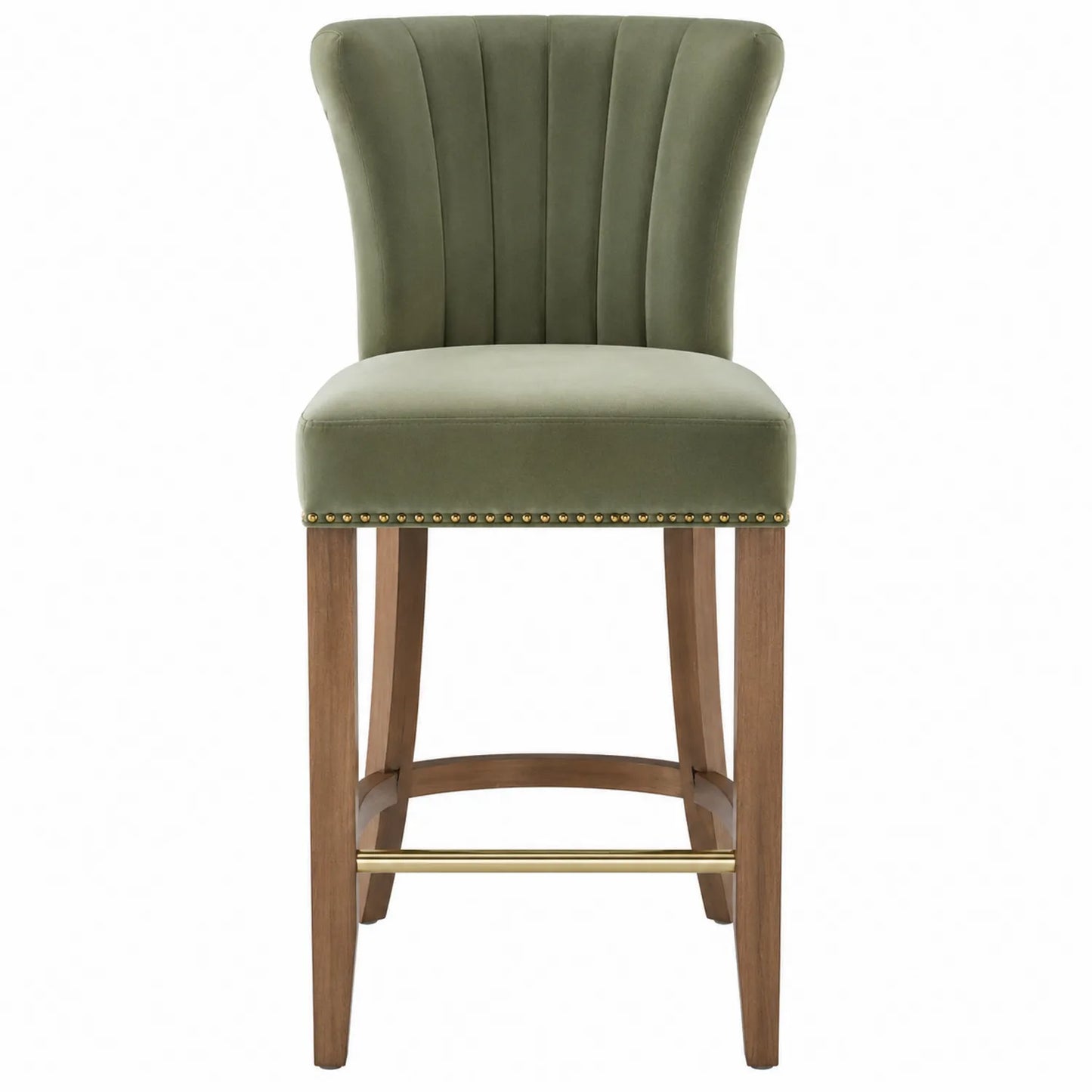 Sgabello da Bar Velluto Verde Legno Massello 102 cm