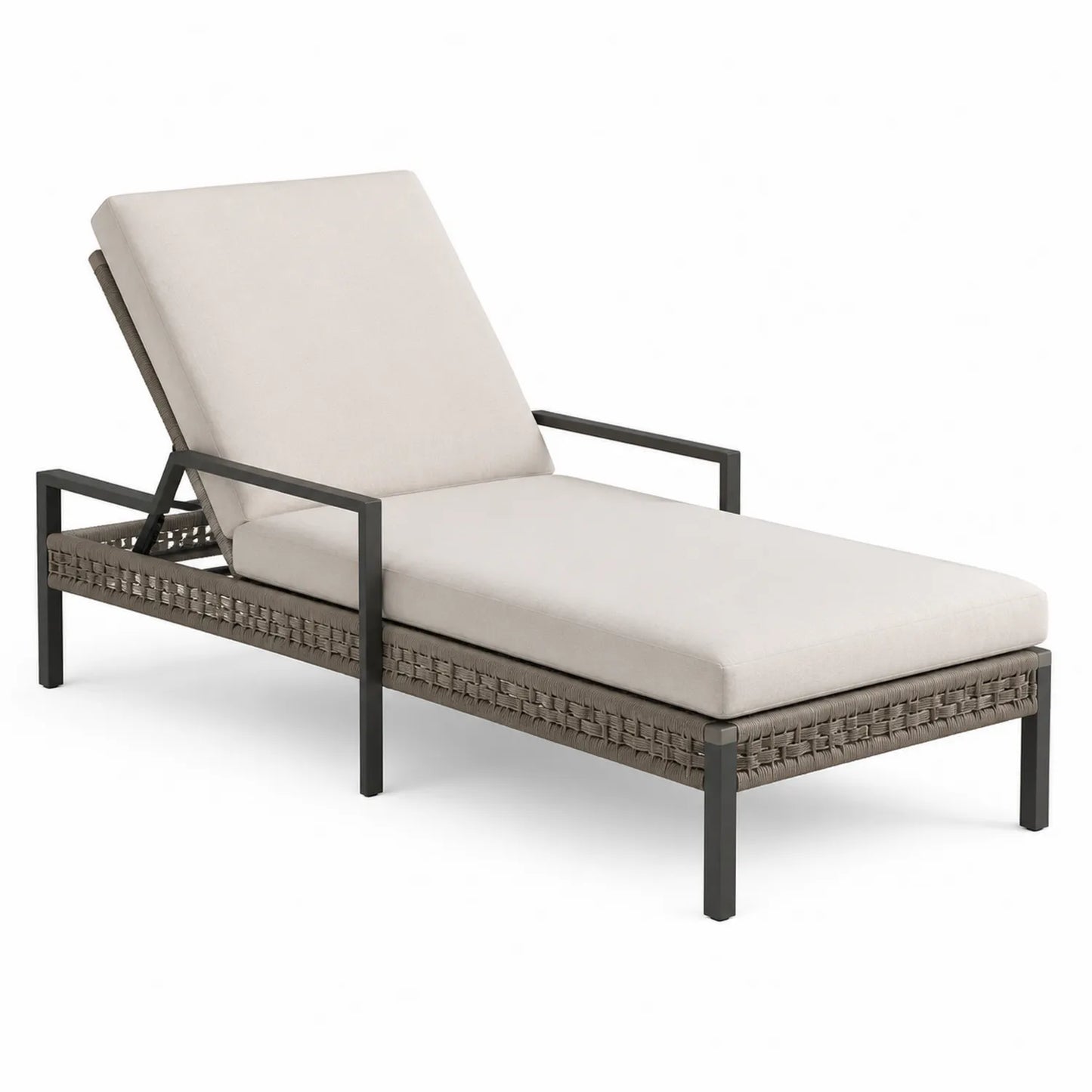 Chaise Longue da Esterno in Alluminio e Rattan Sintetico Beige