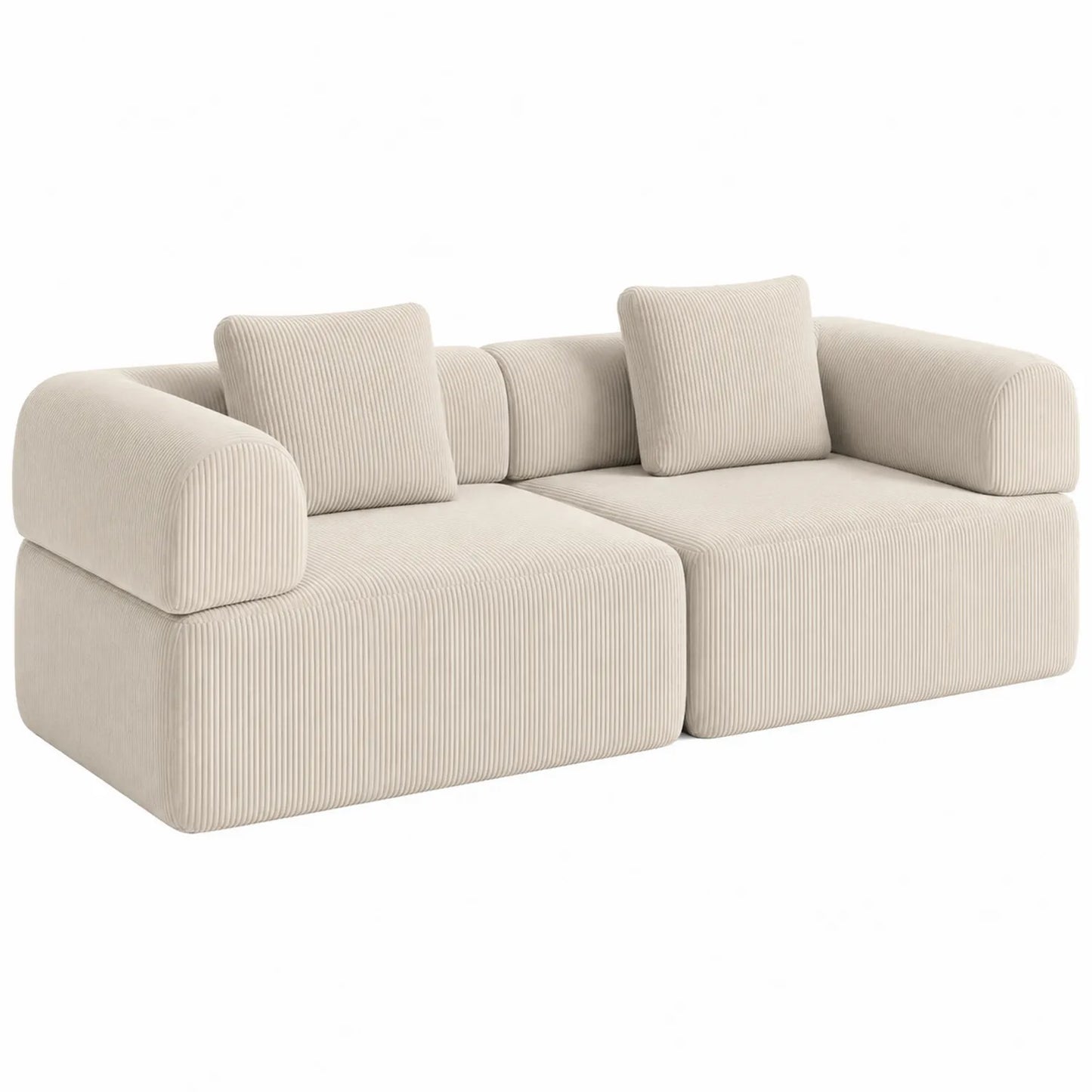 Divano modular in velluto a coste Beige con cuscini