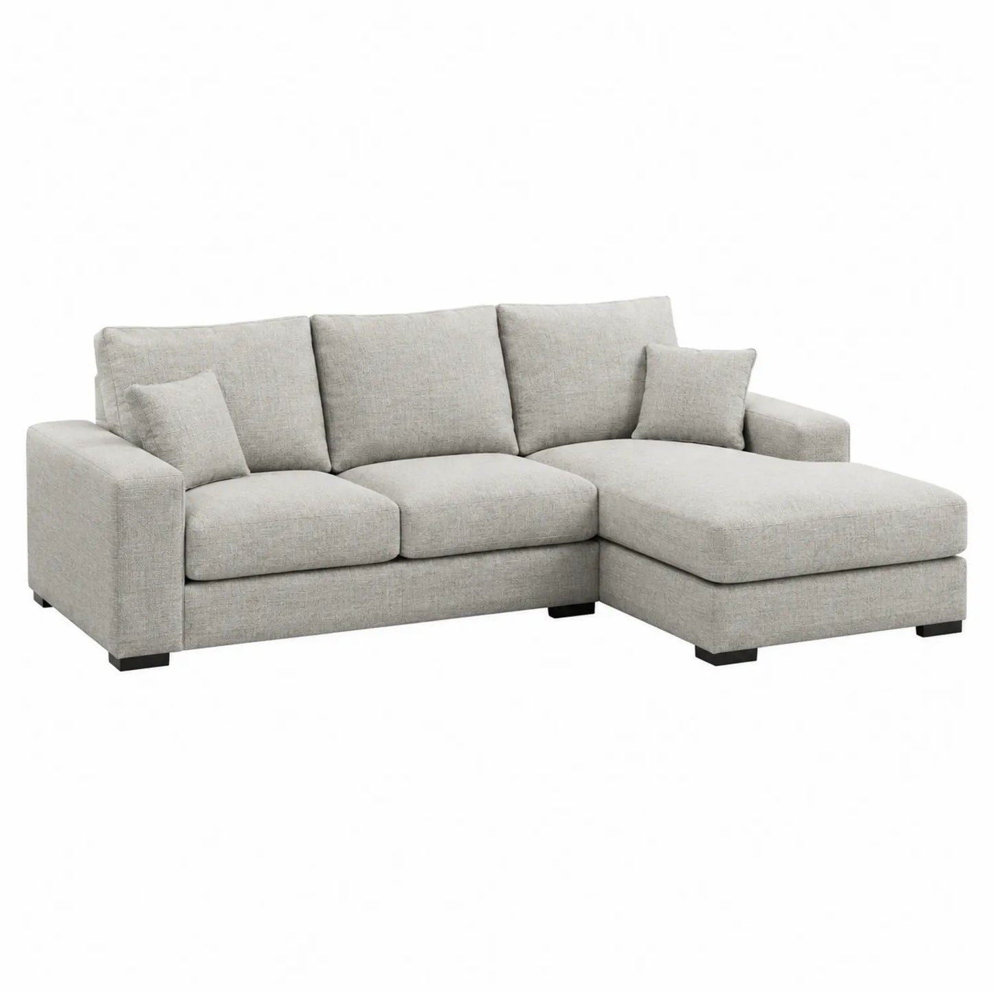 Divano angolare in tessuto grigio con chaise longue
