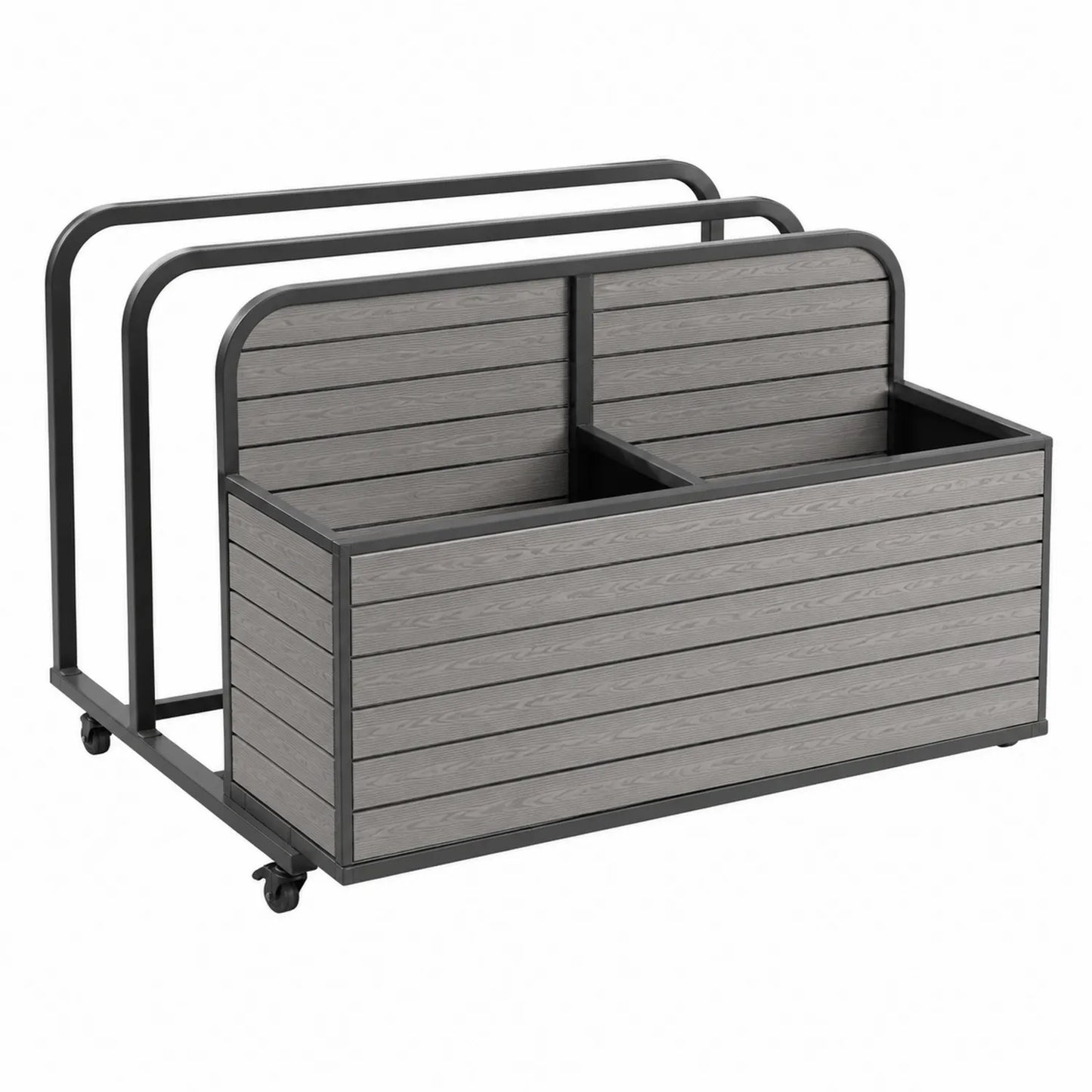 Contenitore in Acciaio e Legno Composito con Ruote Grigio 120x60x80 cm