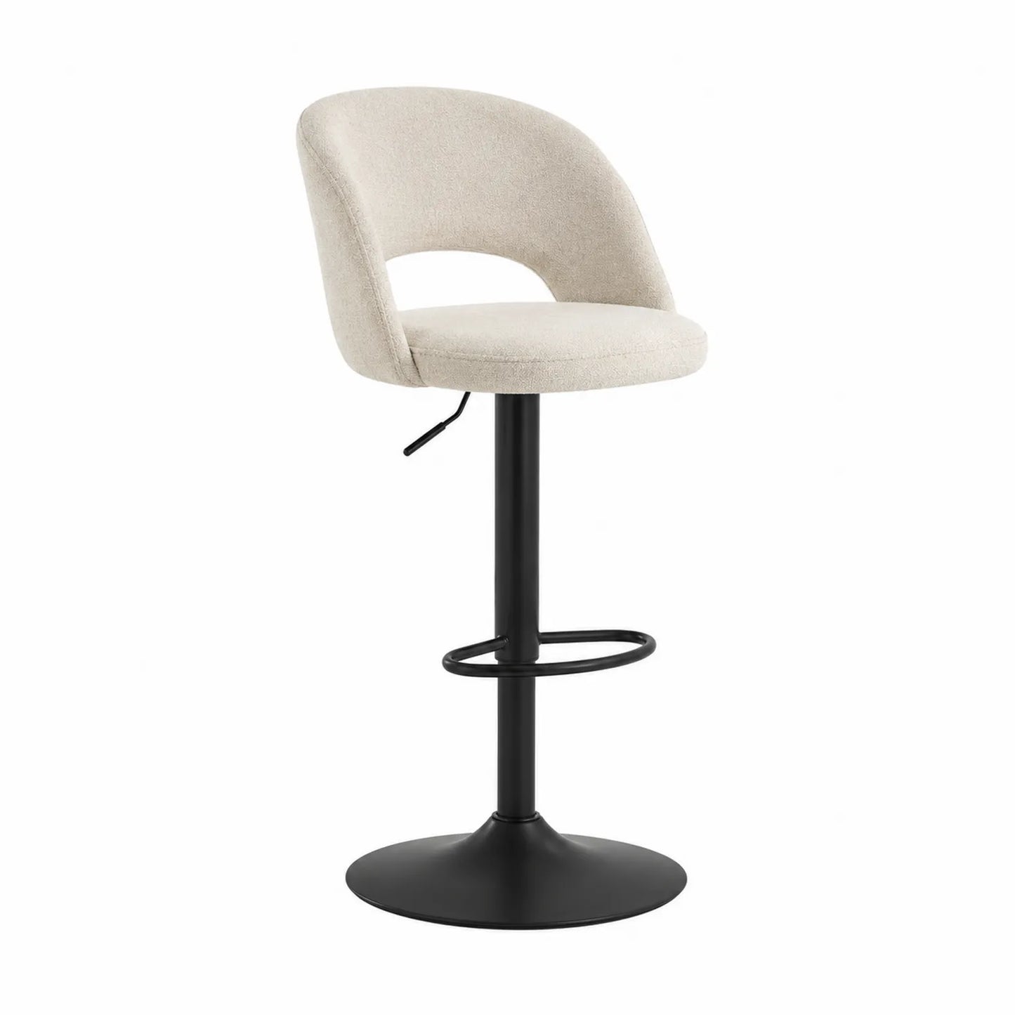 Sgabello da bar in tessuto beige con base metallica