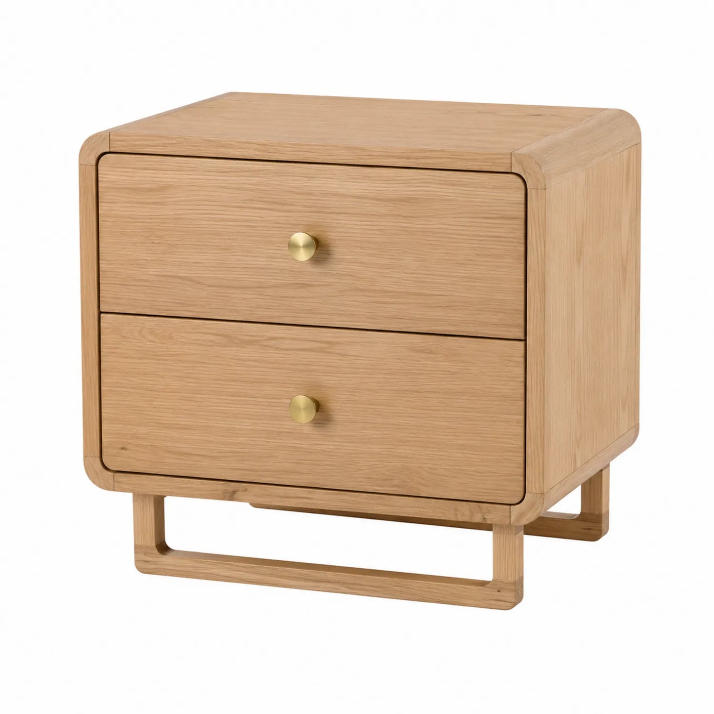 Comodino in legno di quercia con 2 cassetti 50x40x55 cm