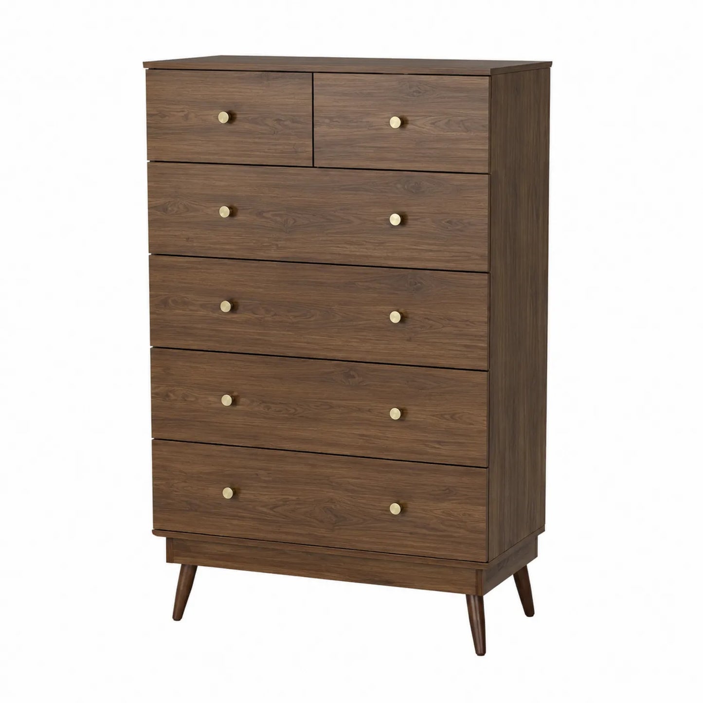 Cassettiera in Legno con 6 Cassetti Noce