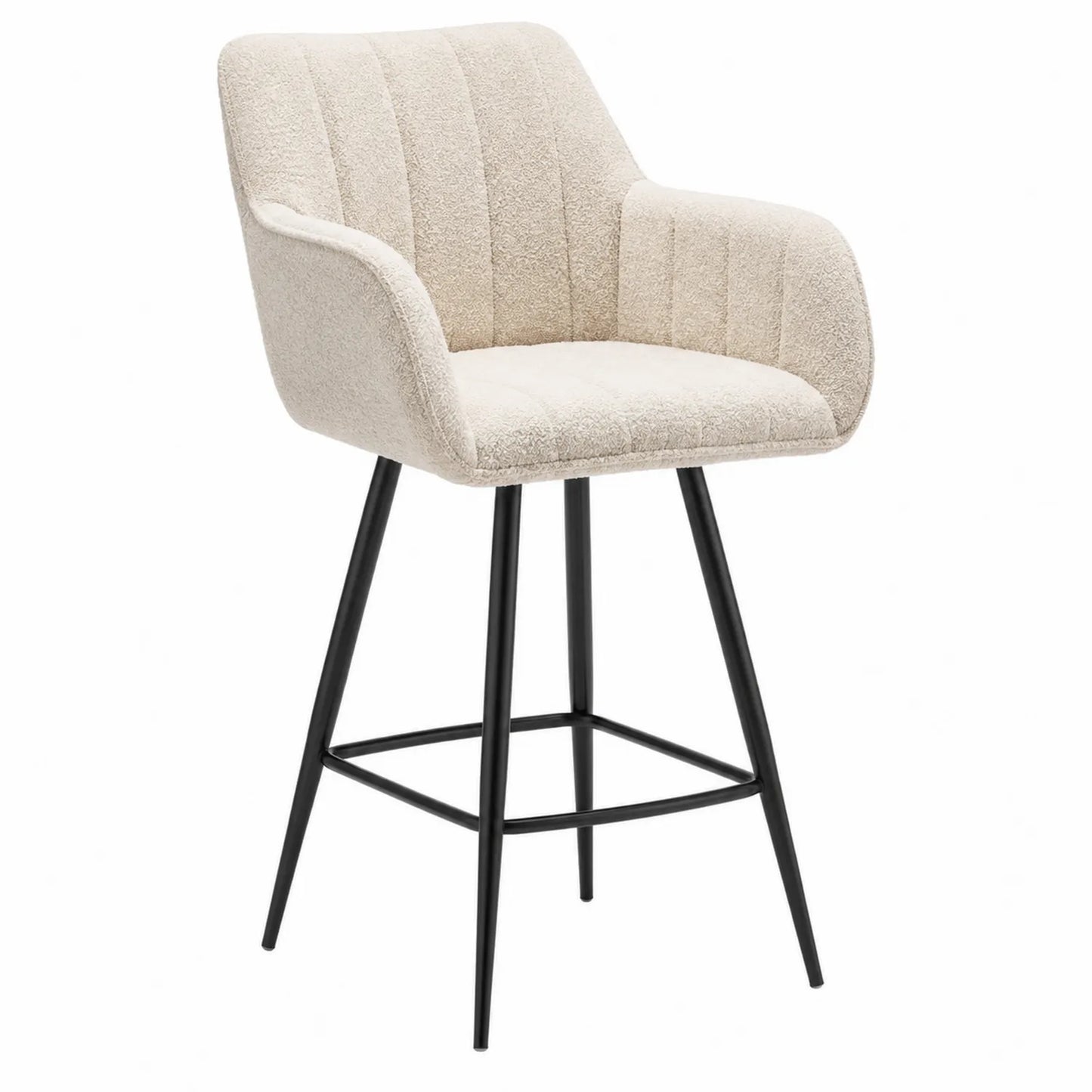 Sgabello da bar in poliestere con gambe in metallo nero