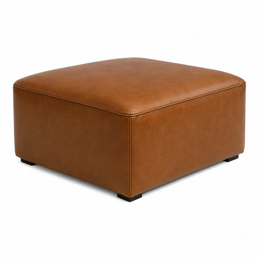 Poggiapiedi in Pelle Sintetica Marrone 60x60x35 cm