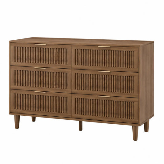 Cassettiera in Legno Massello con 6 Cassetti Marrone