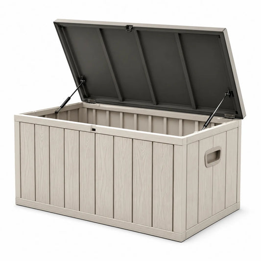 Cassapanca rettangolare in plastica beige 119 cm x 60 cm x 55 cm