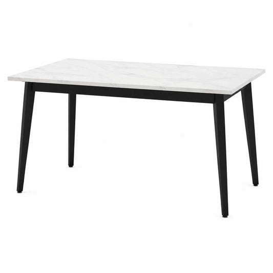 Tavolo da pranzo in marmo artificiale e metallo 140x90x75 cm