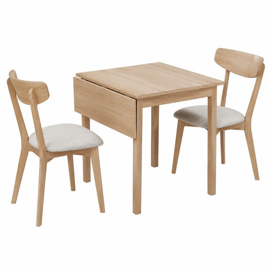 Set tavolo da pranzo quadrato in legno con sedie in tessuto beige