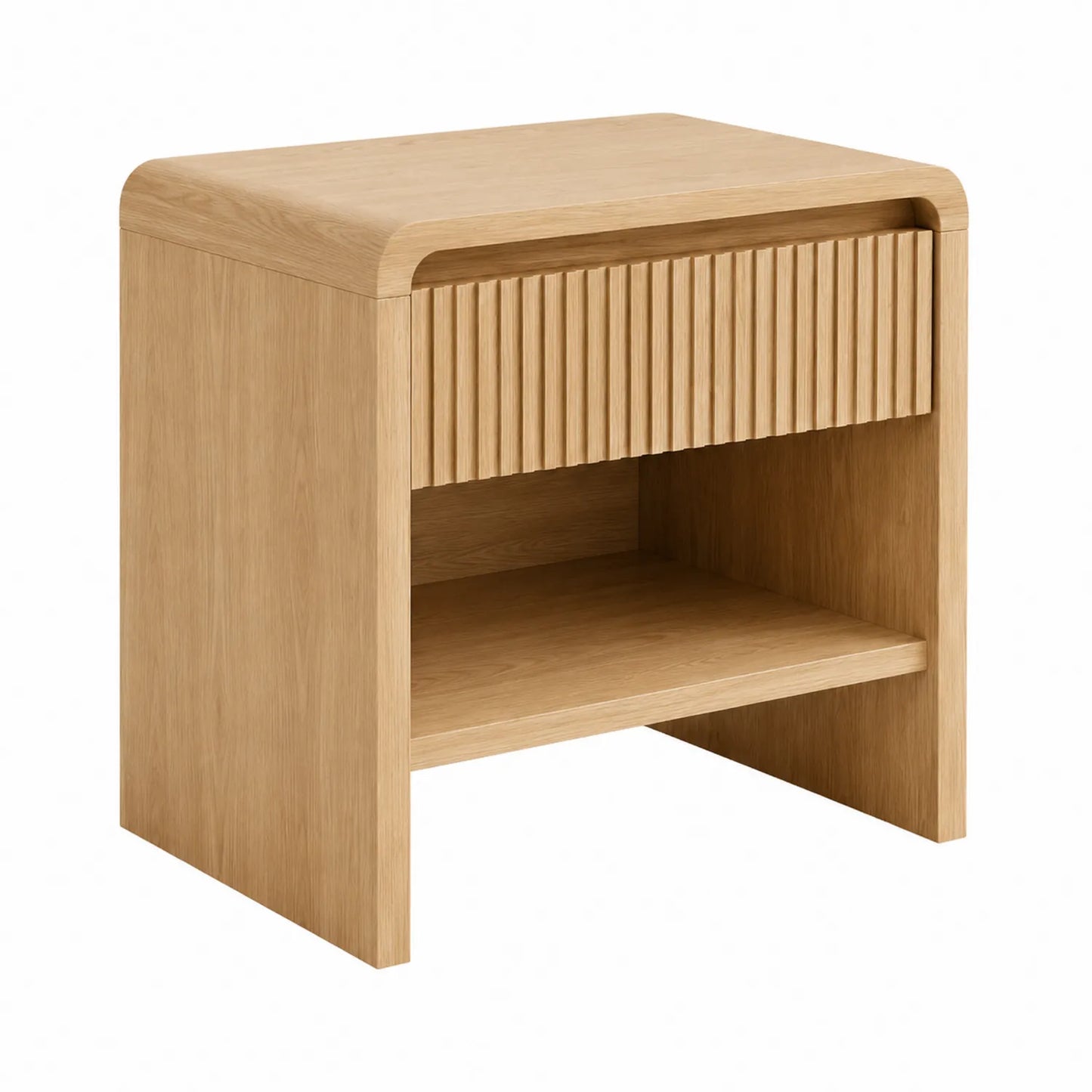 Comodino in Legno con Cassetto e Ripiano in Rovere Chiaro