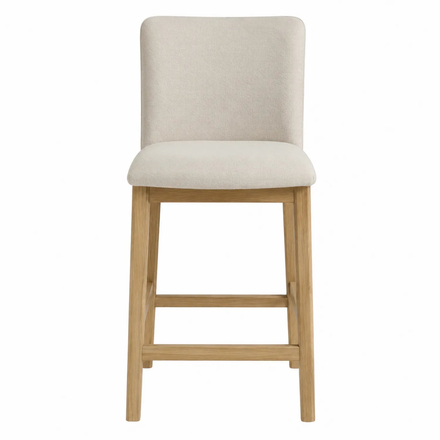 Sgabello da Bar in Legno e Tessuto Beige, Altezza 100 cm