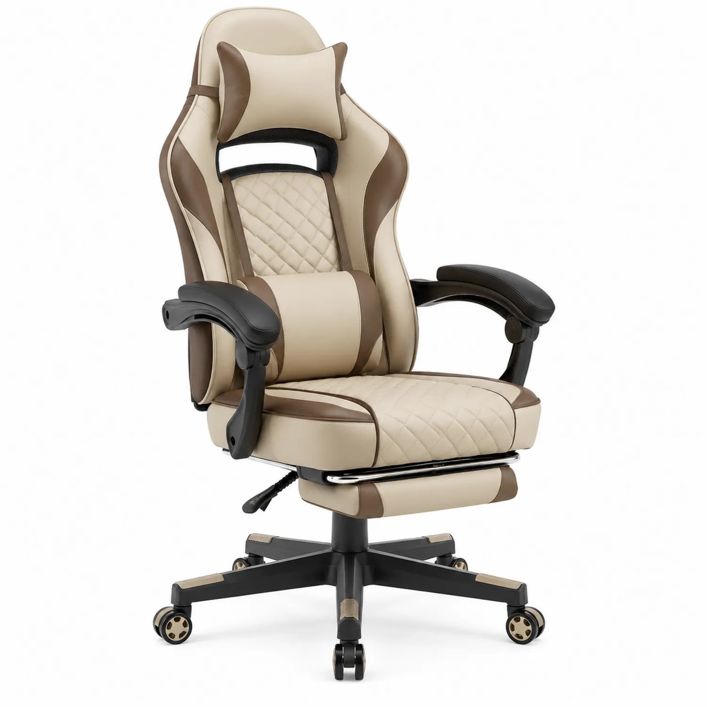 Sedia da Gaming in Pelle Sintetica con Poggiapiedi e Cuscino Regolabile